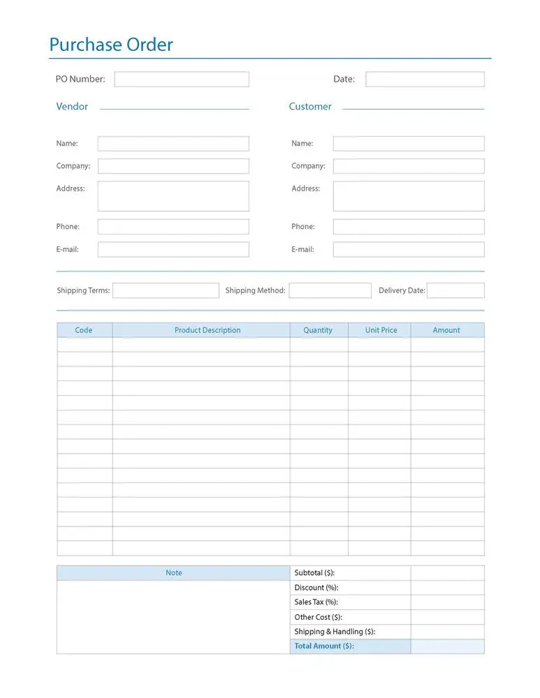Sample Purchase Order - Artsyl