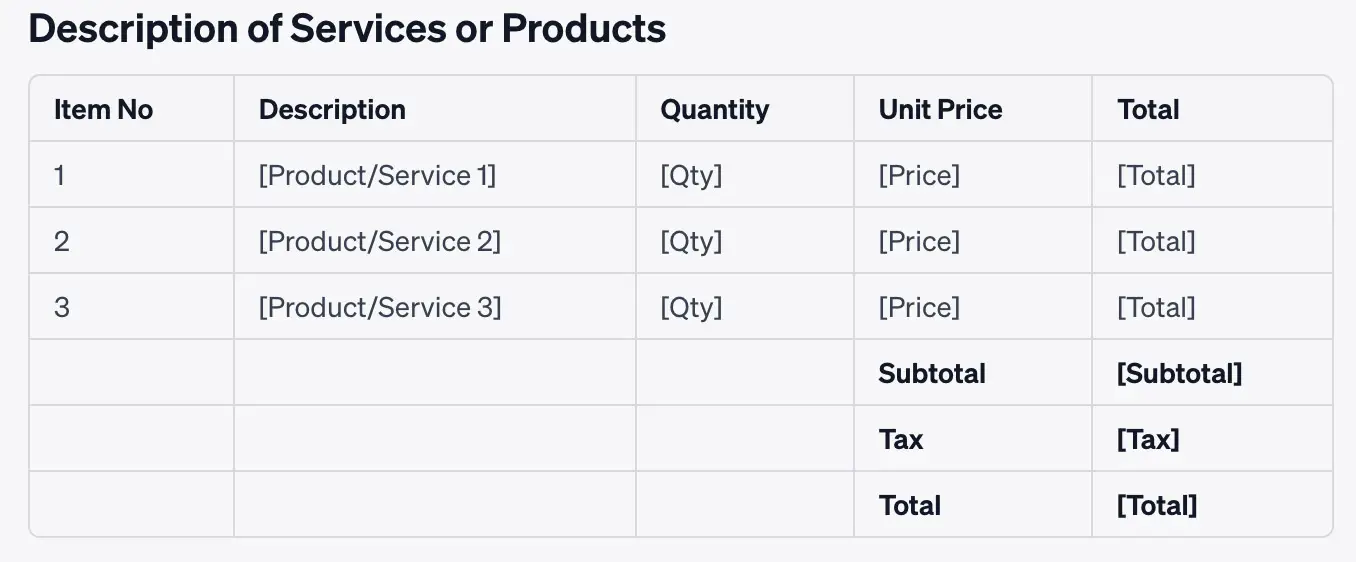 invoice template - Artsyl